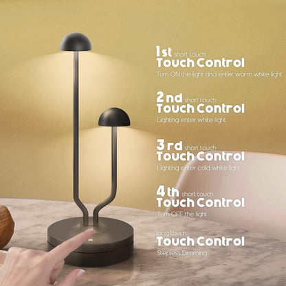 Lampa de masa LED wireless, cu acumulator 4000 mAh incorporat, impermeabila IP44, dimabila, buton cu touch, pentru interior si exterior, hotel, restaurant, terasa, gradina, casa