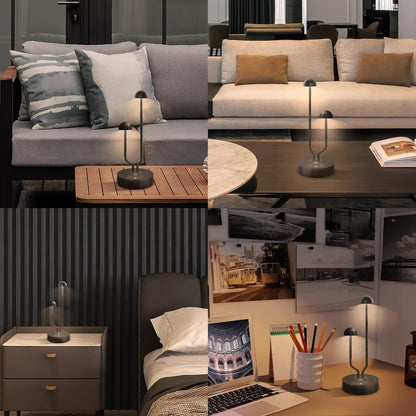 Lampa de masa LED wireless, cu acumulator 4000 mAh incorporat, impermeabila IP44, dimabila, buton cu touch, pentru interior si exterior, hotel, restaurant, terasa, gradina, casa