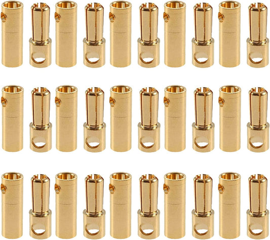 Set 15 conectori tip banana mama-tata, de 5.5 mm ESC, pentru baterie sau motor model RC, din cupru placat cu aur