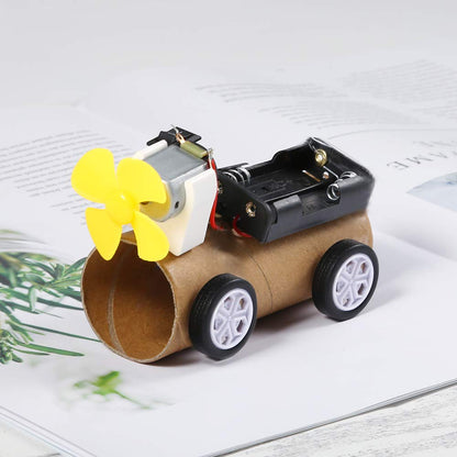Set de 6 motor DC 1.5V - 3V, 15000 RPM, cu elice, becuri, sonerie, roti dintate, intrerupatoare, carcase cu suport baterie, cleme tip crocodil, tub termocontractil, pentru jucarii, experimente, DIY, D-005C