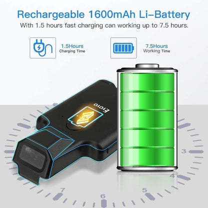 Cititor coduri de bare 1D 2D QR, scanner portabil pentru smartphone, cu acumulator 1600 mAh incorporat, 3 butoane, scanare manuala sau continua