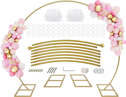 Arcada pentru baloane de 2.4 m x 2.7 m, suport metalic cu baza patrata, 2 saculeti pentru contragreutate, banda pentru baloane si accesorii, pentru nunta, zi de nastere, fundal foto, accesorii pentru petreceri, decoratiuni