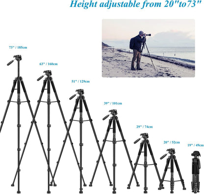 Trepied foto telescopic 52-185 cm, telescopic, cu cap panoramic 360° detasabil, 2 placi eliberare rapida, suport pentru smartphone, din aluminiu, pentru telefon mobil sau camera, Victiv NT70