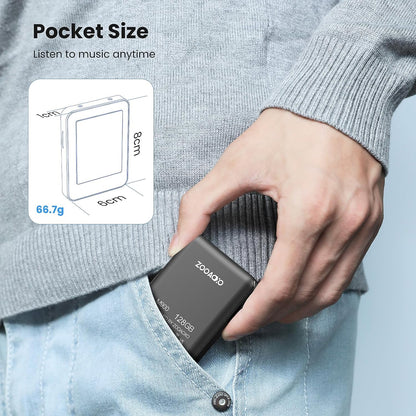 MP3 Player 128 GB cu Bluetooth 5.2, Touchscreen 2.4 inch, Sunet HiFi, Radio, Ceas cu alarma, Inregistrare voce, Difuzor, Zooaoxo