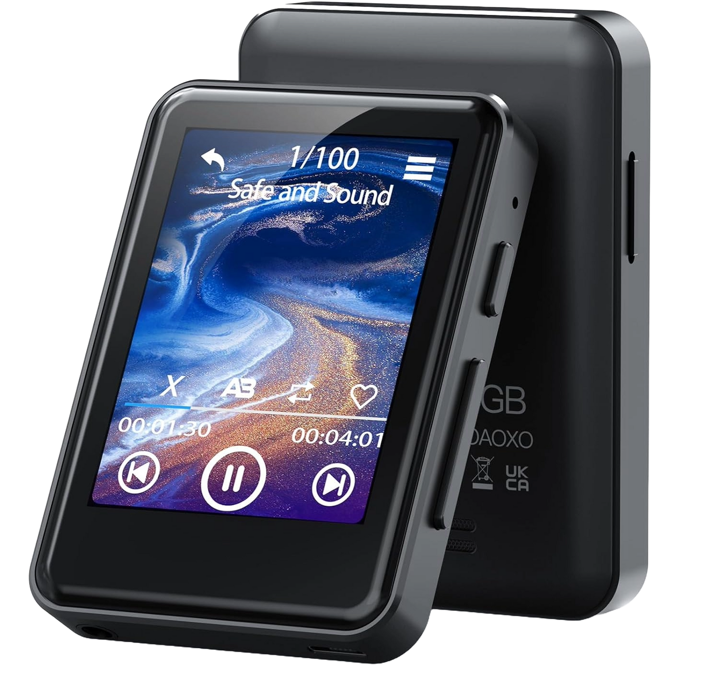 MP3 Player 128 GB cu Bluetooth 5.2, Touchscreen 2.4 inch, Sunet HiFi, Radio, Ceas cu alarma, Inregistrare voce, Difuzor, Zooaoxo