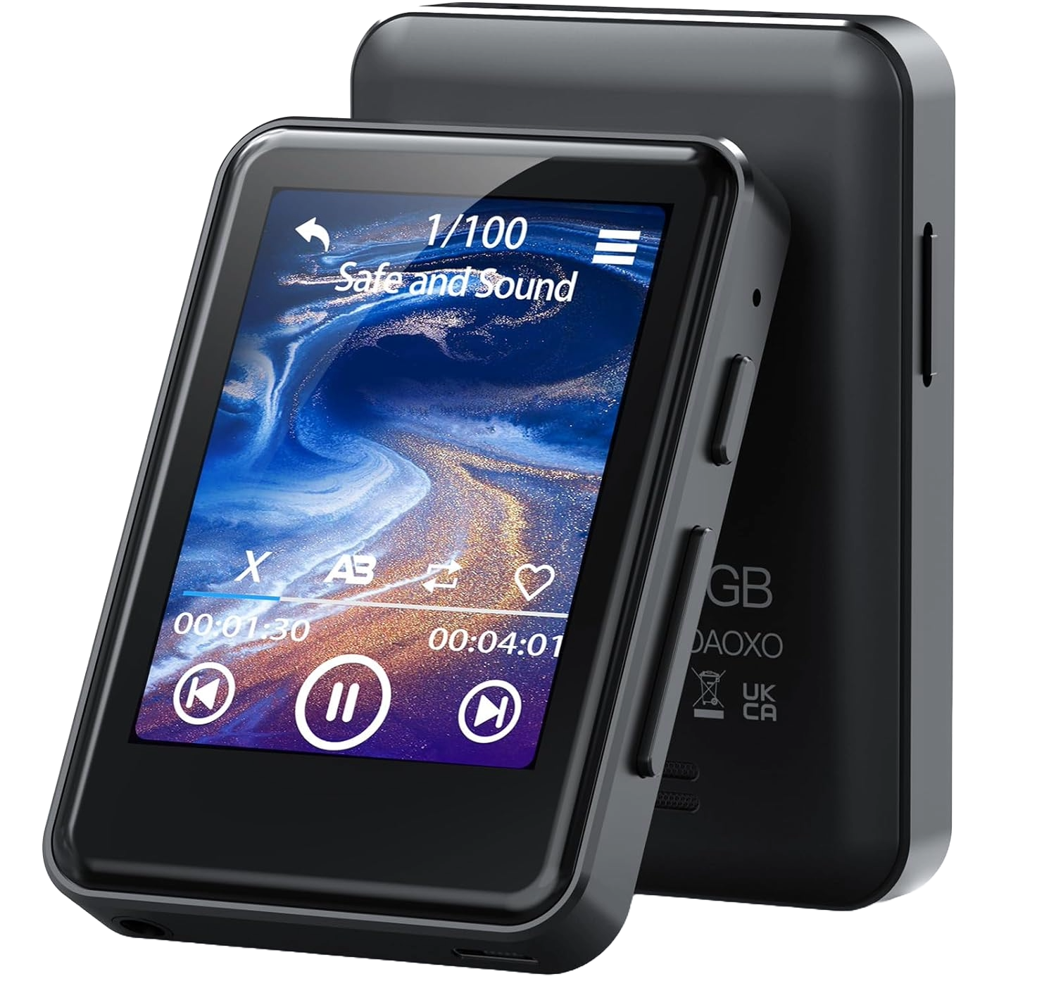 MP3 Player 128 GB cu Bluetooth 5.2, Touchscreen 2.4 inch, Sunet HiFi, Radio, Ceas cu alarma, Inregistrare voce, Difuzor, Zooaoxo