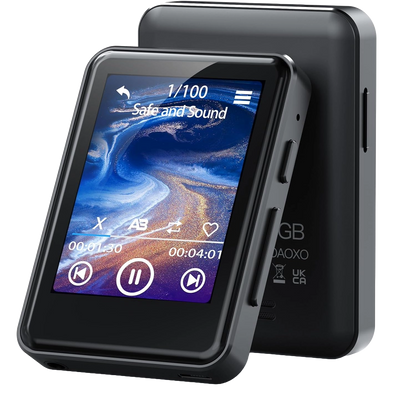 MP3 Player 128 GB cu Bluetooth 5.2, Touchscreen 2.4 inch, Sunet HiFi, Radio, Ceas cu alarma, Inregistrare voce, Difuzor, Zooaoxo
