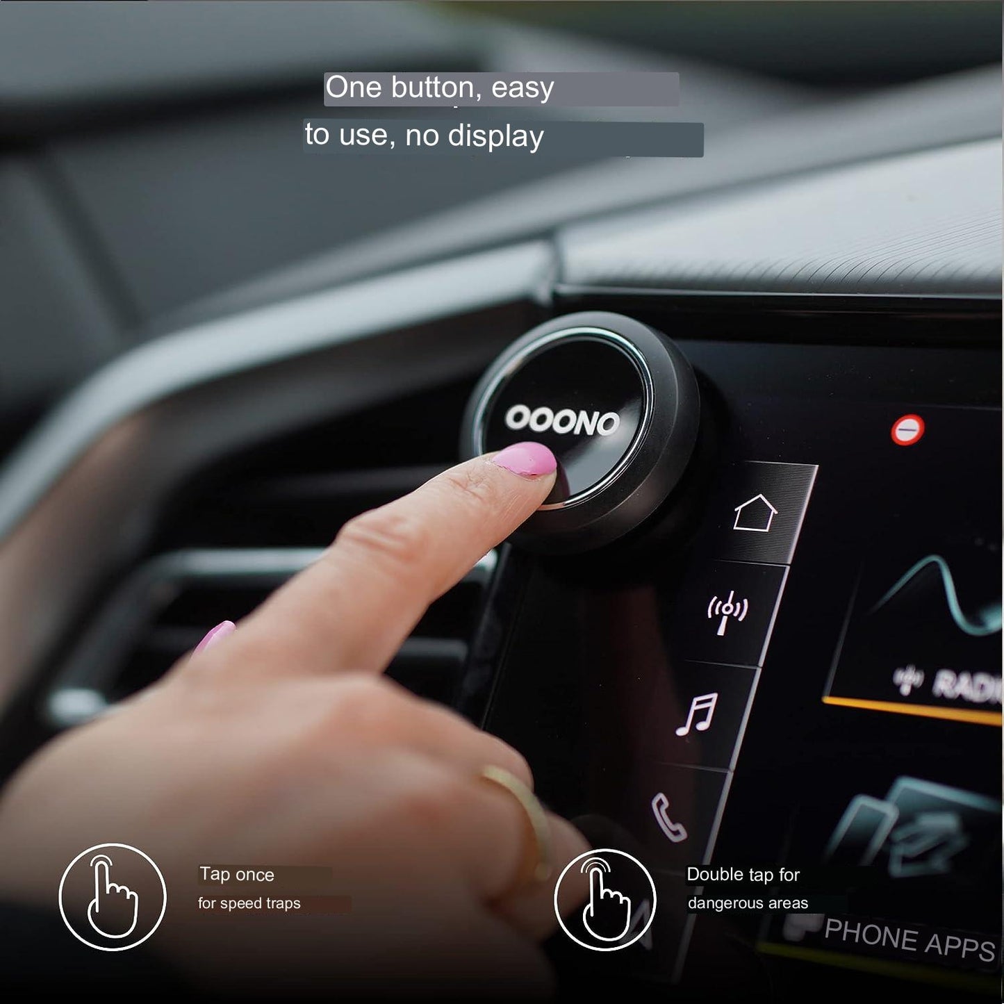 Alarma de trafic OOONO, Avertizeaza in timp real despre radare si pericole din traficul rutier, date de la Blitzer, conectarea la smartphone prin Bluetooth