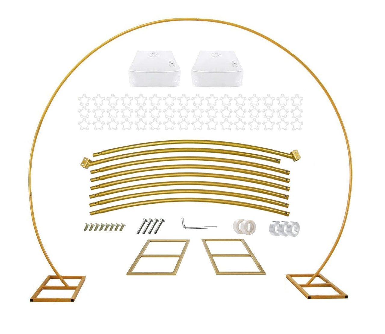 Arcada pentru baloane de 2.4 m x 2.7 m, suport metalic cu baza patrata, 2 saculeti pentru contragreutate, banda pentru baloane si accesorii, pentru nunta, zi de nastere, fundal foto, accesorii pentru petreceri, decoratiuni