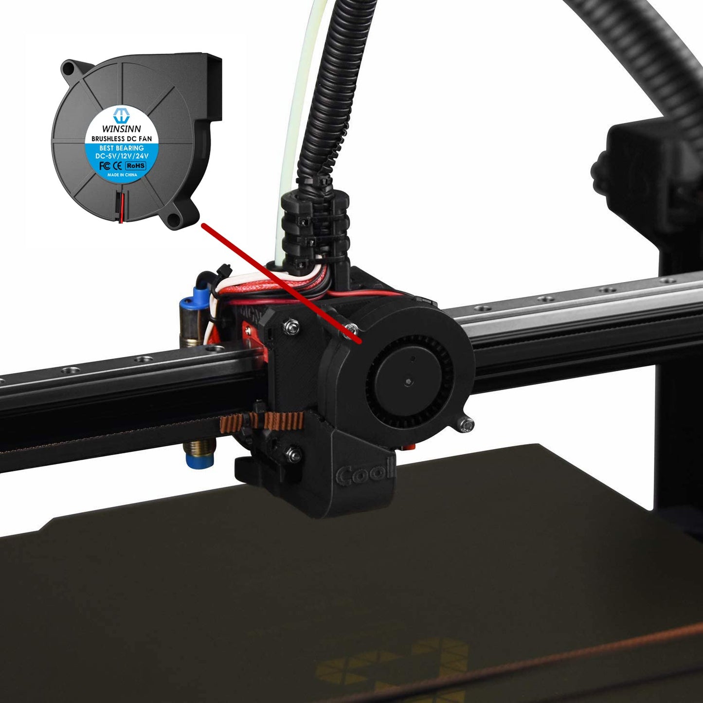 Set de 4 ventilator imprimanta 3D, USB 5V, 4500 rpm, cu rulment hidraulic, brushless, 50 x 15 mm, cablu de 1 m, 5015