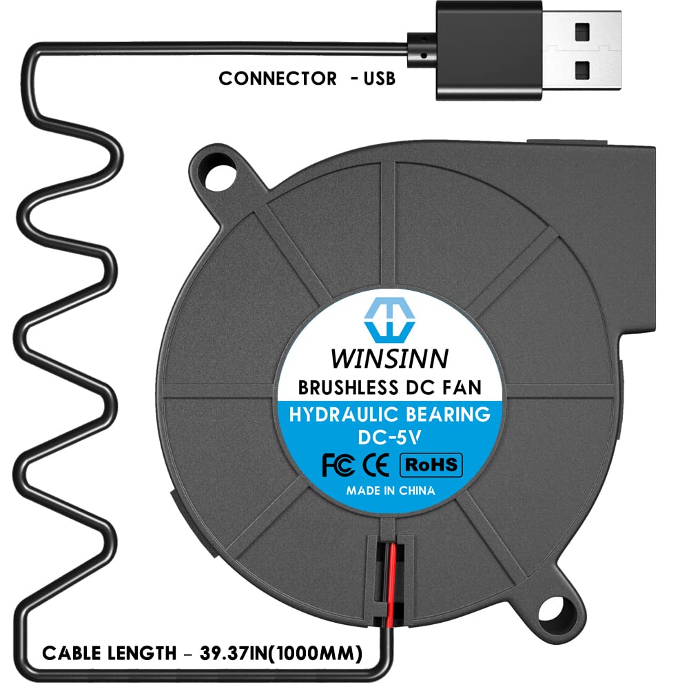 Set de 4 ventilator imprimanta 3D, USB 5V, 4500 rpm, cu rulment hidraulic, brushless, 50 x 15 mm, cablu de 1 m, 5015