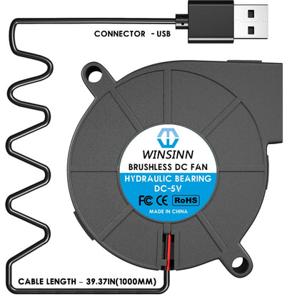 Set de 4 ventilator imprimanta 3D, USB 5V, 4500 rpm, cu rulment hidraulic, brushless, 50 x 15 mm, cablu de 1 m, 5015