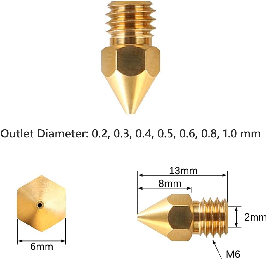 Set duze MK8 imprimata 3D 24 piese, de 0,2 mm, 0,3 mm, 0,4 mm, 0,5 mm, 0,6 mm, 0,8 mm, 1,0 mm, filament de 1.75 mm, pentru seria Ender 3 si Creality CR-10