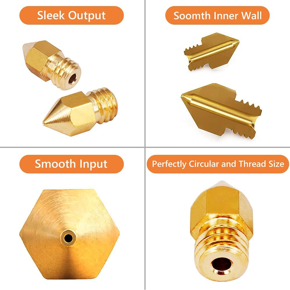 Set duze MK8 imprimata 3D 24 piese, de 0,2 mm, 0,3 mm, 0,4 mm, 0,5 mm, 0,6 mm, 0,8 mm, 1,0 mm, filament de 1.75 mm, pentru seria Ender 3 si Creality CR-10