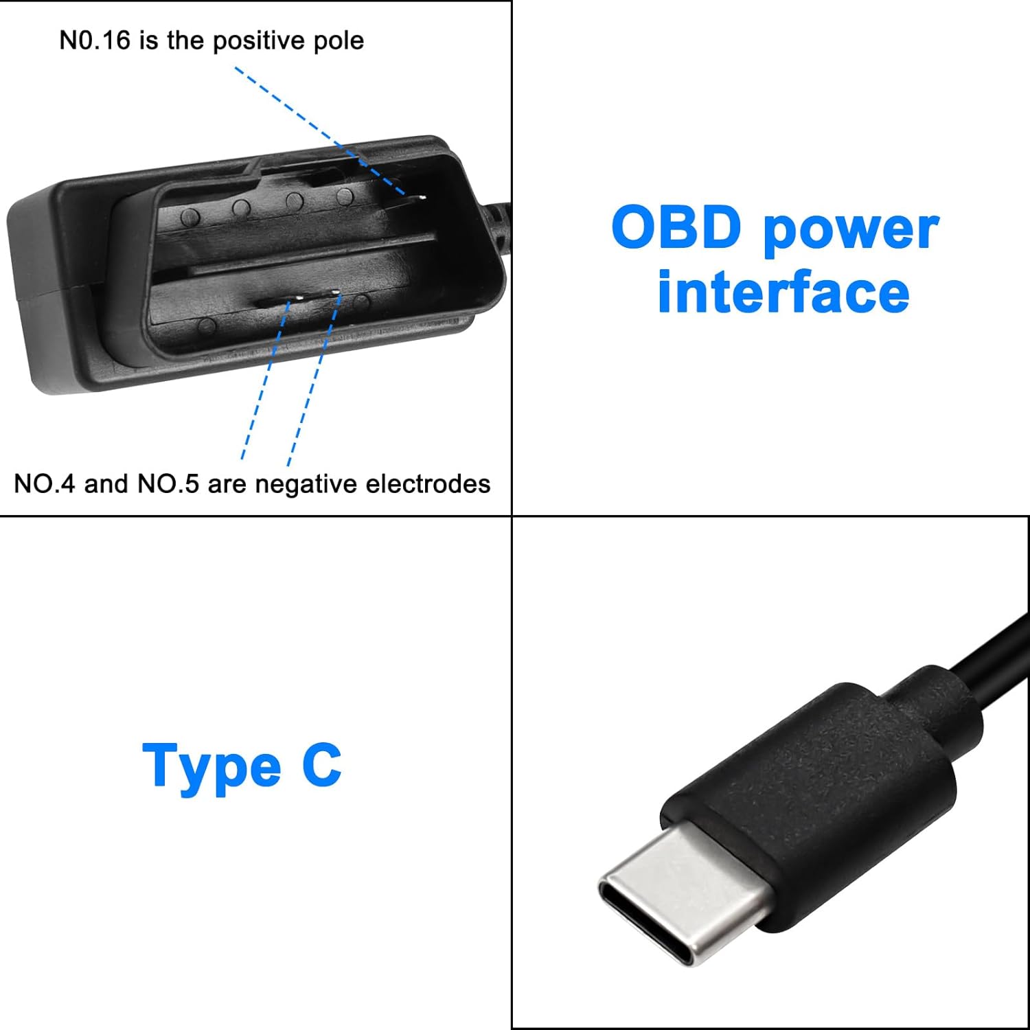 Cablu de alimentare USB-C cu interfata OBD, de 3,5 m, cu intrerupator si protectie la supradescarcare, DC 12-36V, pentru camera de bord auto, navigatie GPS, DVR