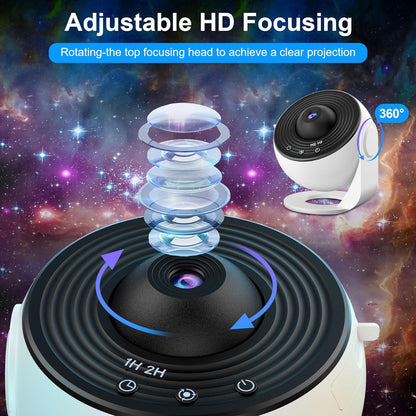 Proiector de stele LED cu 12 proiectii diferite, cu focusare ajustabila, temporizator, lampa de veghe cu alimentare prin USB Mexllex