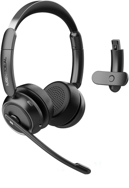Casca call center Bluetooth 2 in 1 cu difuzor detasabil si microfon rotativ la 270°, anulare a zgomotului AI, pentru PC si smartphone