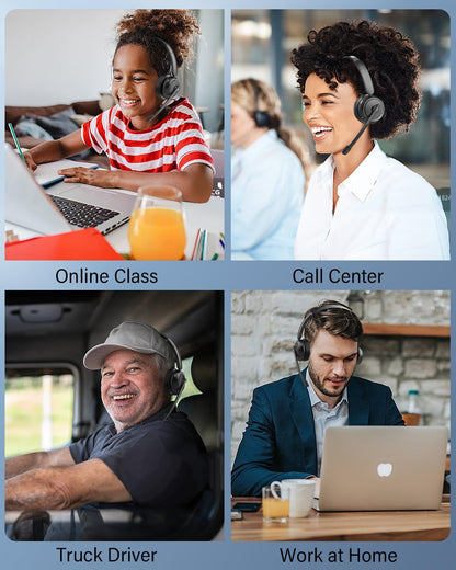 Casca call center Bluetooth 2 in 1 cu difuzor detasabil si microfon rotativ la 270°, anulare a zgomotului AI, pentru PC si smartphone