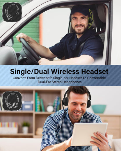 Casca call center Bluetooth 2 in 1 cu difuzor detasabil si microfon rotativ la 270°, anulare a zgomotului AI, pentru PC si smartphone