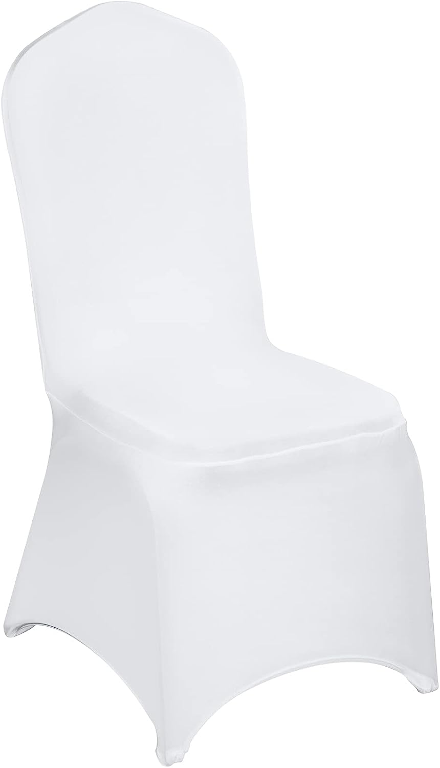 Set husa scaun 50 de bucati, elastice, albe, din poliester, universale, design modern, reutilizabile, pentru nunta, petrecere, evenimente, Vevor