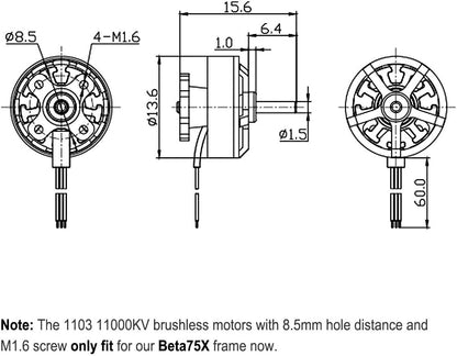 Set 4 Motor fara perii T-Motor 11000KV, FPV RC, compatibil cu baterie 2S Lipo 2S Frame Beta75X Beta85X