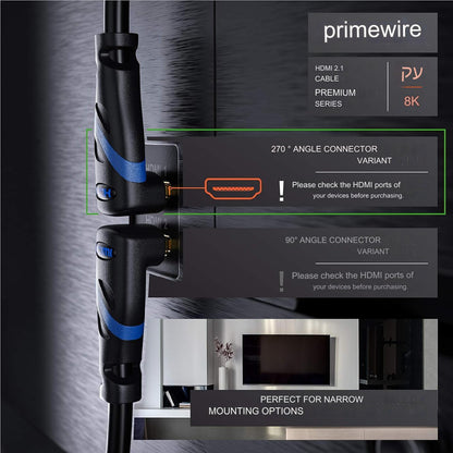 Cablu HDMI 8K Ultra HD, in unghi de 270°, de 3 m, DSC, DTS-HD, pentru laptop, PC, Consola PS5, Xbox