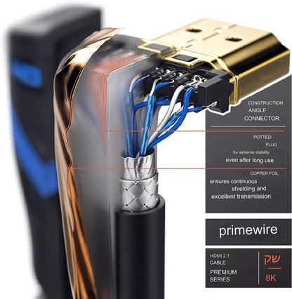 Cablu HDMI 8K Ultra HD, in unghi de 270°, de 3 m, DSC, DTS-HD, pentru laptop, PC, Consola PS5, Xbox