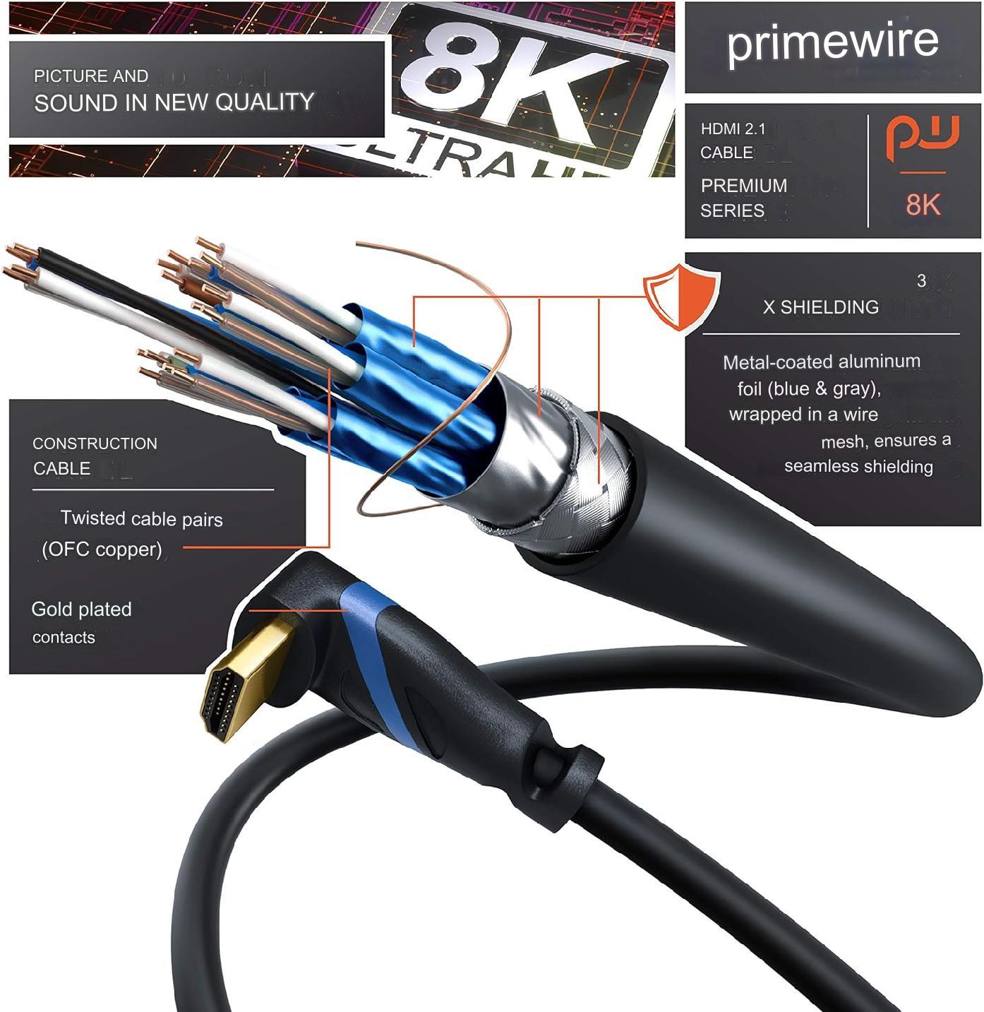 Cablu HDMI 8K Ultra HD, in unghi de 270°, de 3 m, DSC, DTS-HD, pentru laptop, PC, Consola PS5, Xbox