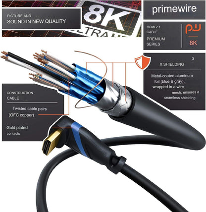 Cablu HDMI 8K Ultra HD, in unghi de 270°, de 3 m, DSC, DTS-HD, pentru laptop, PC, Consola PS5, Xbox
