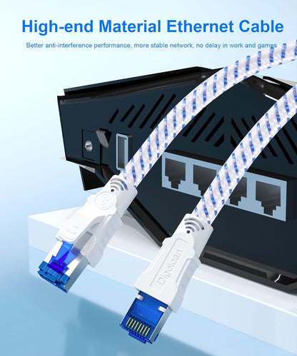 Cablu de retea S/FTP Cat 8 Ethernet de 5 m, Gigabit 40 Gbps 2000 MHz, cu fir flexibil, capete conector RJ45, pentru PS5, Xbox, comutator, laptop, router