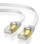 Cablu de Retea STP plat Cat 8 de 25 m, 40 Gbps/2000 MHz, capete RJ45 placate cu aur, cablu Ethernet cu cleme de fixare, pentru PS4/5, Xbox, modem, router, alb