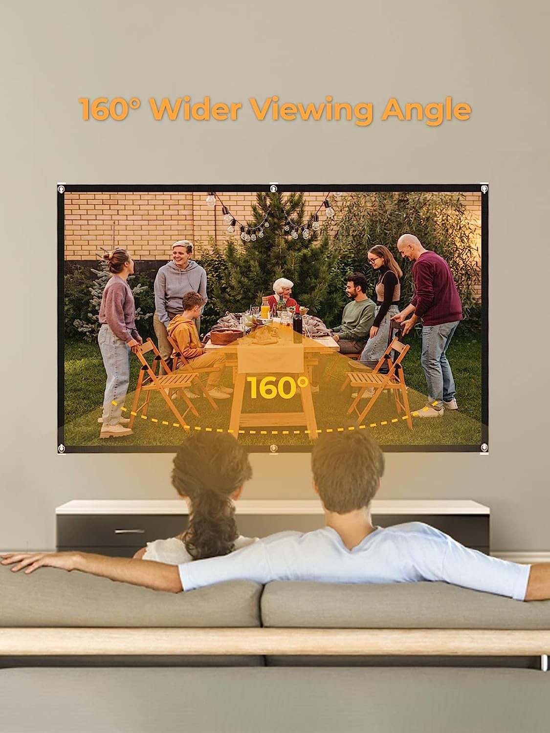 Ecran de proiectie videoproiector, HD 16:9 de 120 inch, Ultra HD 4K, cu doua fete, fara sifonare, utilizare pentru Home Cinema interior si exterior