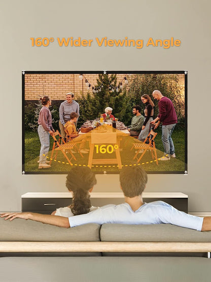 Ecran de proiectie videoproiector, HD 16:9 de 120 inch, Ultra HD 4K, cu doua fete, fara sifonare, utilizare pentru Home Cinema interior si exterior