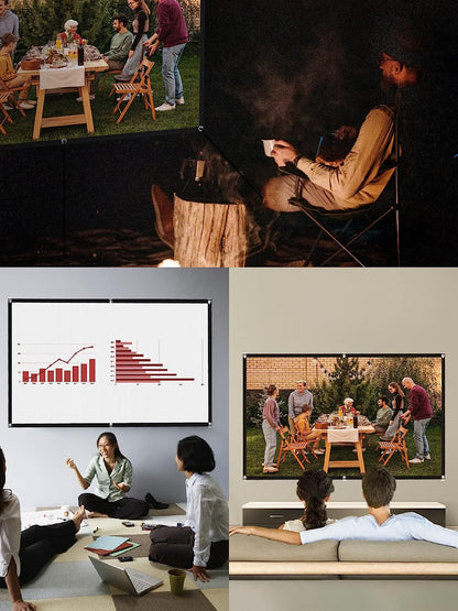 Ecran de proiectie videoproiector, HD 16:9 de 120 inch, Ultra HD 4K, cu doua fete, fara sifonare, utilizare pentru Home Cinema interior si exterior