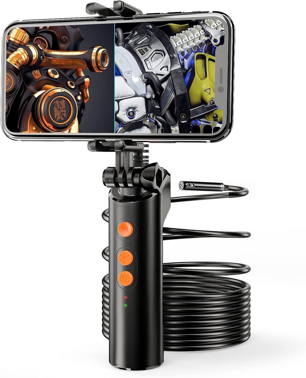 Video endoscop Wifi, camera de inspectie dubla frontal si lateral, 1080P HD, cu lumini LED, impermeabila IP68, furtun flexibil de 10m, pentru smartphone Android, iPhonef