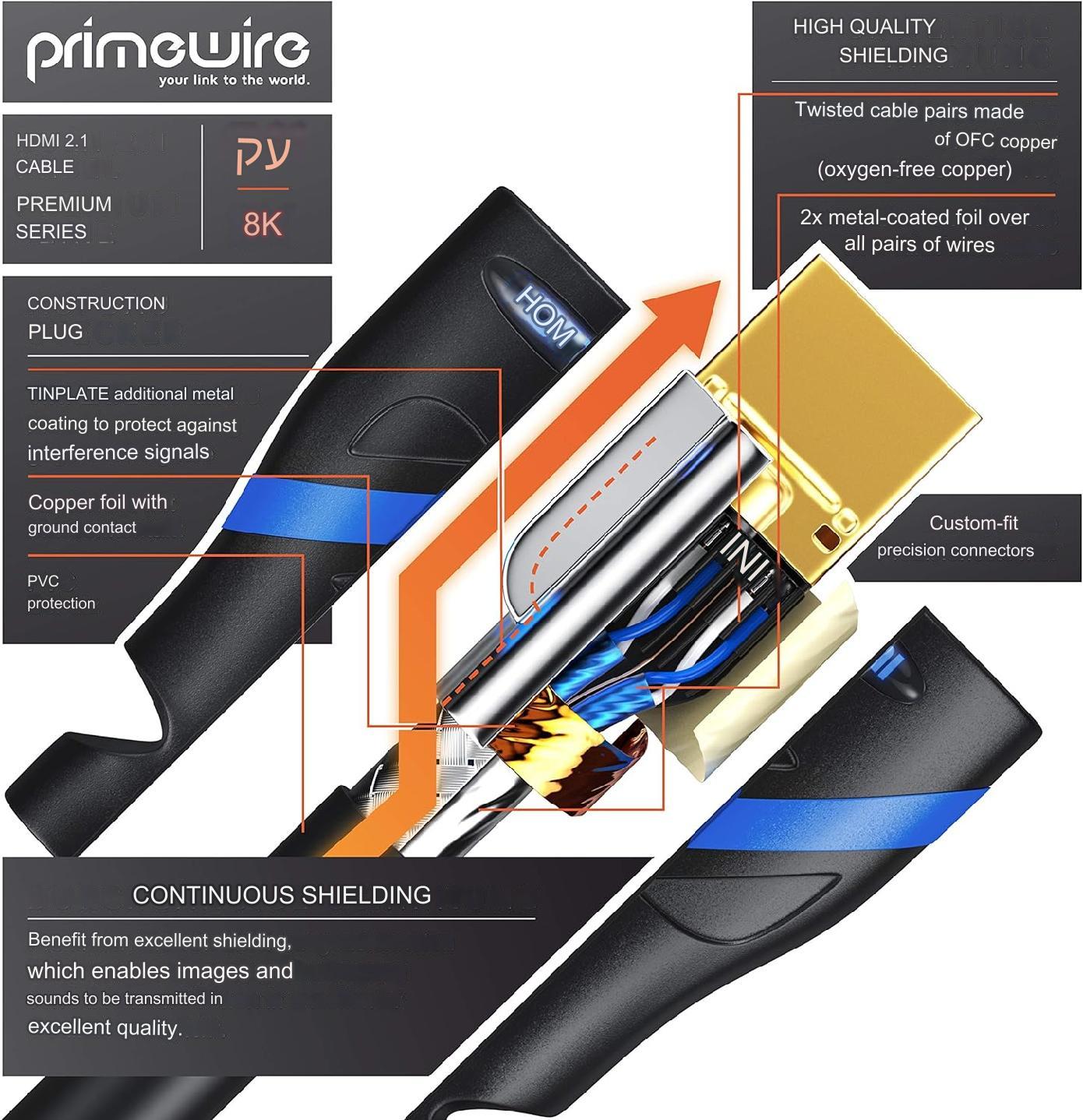 Cablu HDMI 8K @ 60 Hz Ultra HD, conector in unghi de 90°, de 3 m, DSC, DTS-HD, Dynamic HDR 10+, pentru laptop, PC, PS5/4/3, Xbox, Player Blu-ray