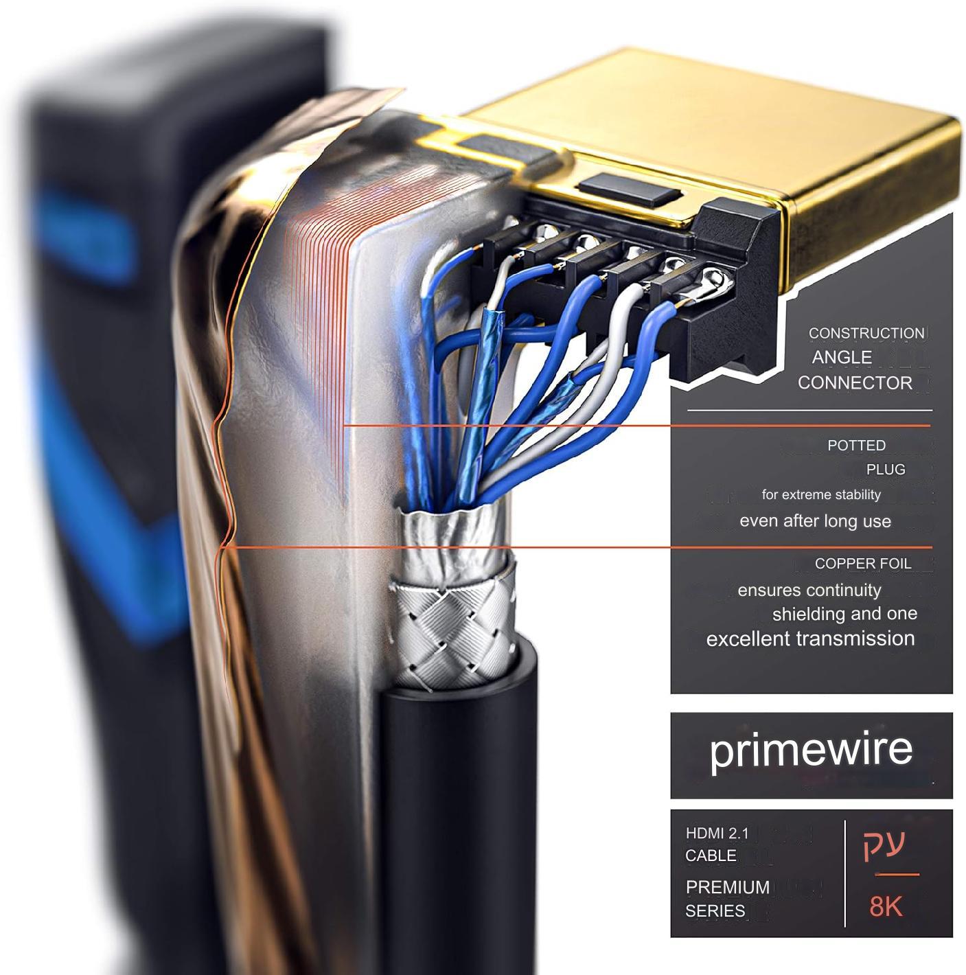 Cablu HDMI 8K @ 60 Hz Ultra HD, conector in unghi de 90°, de 3 m, DSC, DTS-HD, Dynamic HDR 10+, pentru laptop, PC, PS5/4/3, Xbox, Player Blu-ray
