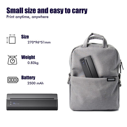 Imprimanta termica wireless pentru tatuaje, cu 10 hartii de transfer, cu acumulator 2500 mAh, cu aplicatie iOS si Android, latime de printare de 210 mm, Tatelf