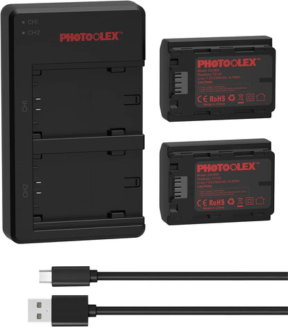 Set 2 acumulatori NP-FZ100 2300 mAh si incarcator cu 2 porturi si indicator LED, pentru camere digitale Sony Alpha A9/A9R, 7RM4, A7RM3, A7RIII, Alpha 7M3, Alpha 6600, Alpha 9S, A7R3 a7 III D