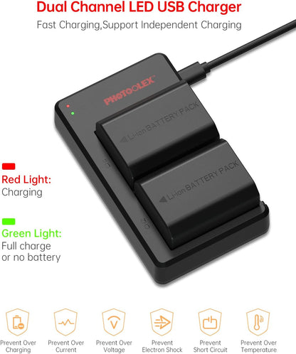 Set 2 acumulatori NP-FZ100 2300 mAh si incarcator cu 2 porturi si indicator LED, pentru camere digitale Sony Alpha A9/A9R, 7RM4, A7RM3, A7RIII, Alpha 7M3, Alpha 6600, Alpha 9S, A7R3 a7 III D