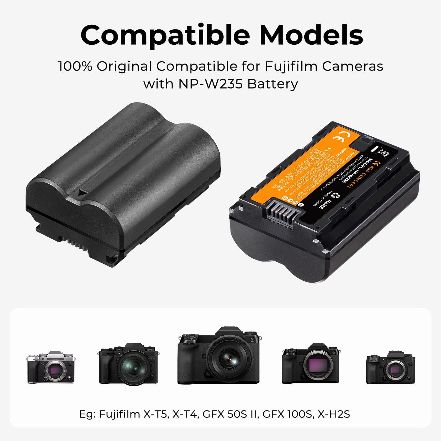 Set de 2 acumulatori NP-W235 2200mAh si incarcator cu 2 porturi si afisaj LED, pentru Fujifilm X-T5, X-T4, GFX 100S, X-H2S, pentru Fuji GFX 50S II, VG-XT4