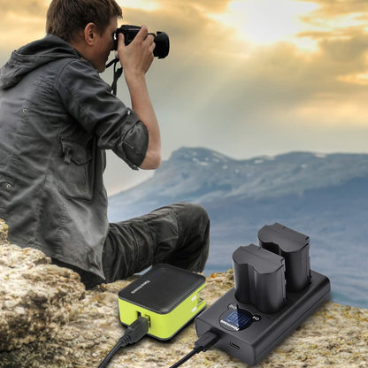 Set de 2 acumulatori NP-W235 7.2 V, 2200 mAh, 15.8 Wh si incarcator cu 2 porturi si display LCD, pentru Fujifilm X-T4