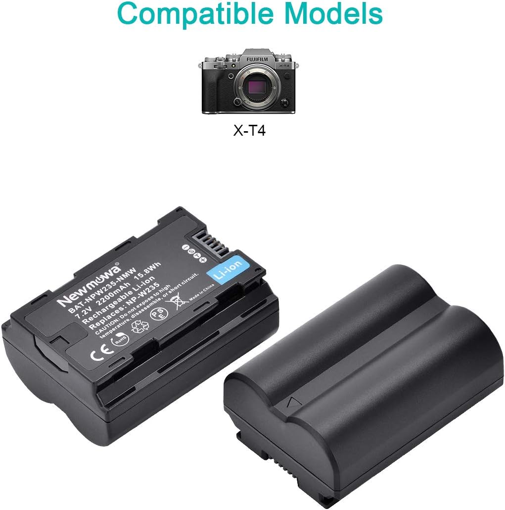 Set de 2 acumulatori NP-W235 7.2 V, 2200 mAh, 15.8 Wh si incarcator cu 2 porturi si display LCD, pentru Fujifilm X-T4