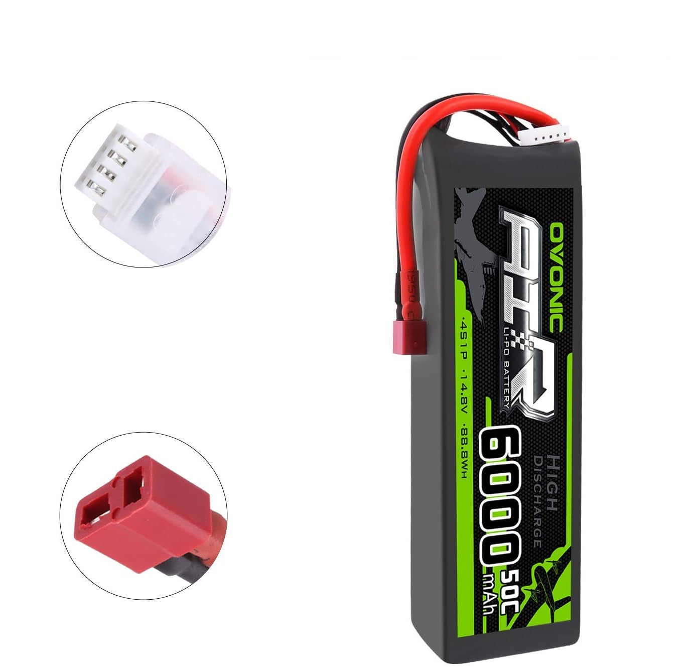 Baterie Lipo 4S 14.8 V, 6000 mAh cu conector Deans T Plug, pentru FPV UAV RC, masina, avion, drona, elicopter