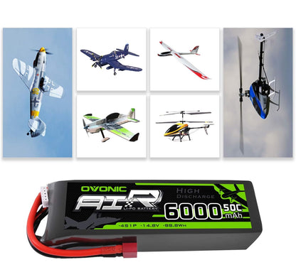 Baterie Lipo 4S 14.8 V, 6000 mAh cu conector Deans T Plug, pentru FPV UAV RC, masina, avion, drona, elicopter