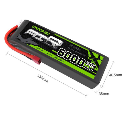 Baterie Lipo 4S 14.8 V, 6000 mAh cu conector Deans T Plug, pentru FPV UAV RC, masina, avion, drona, elicopter