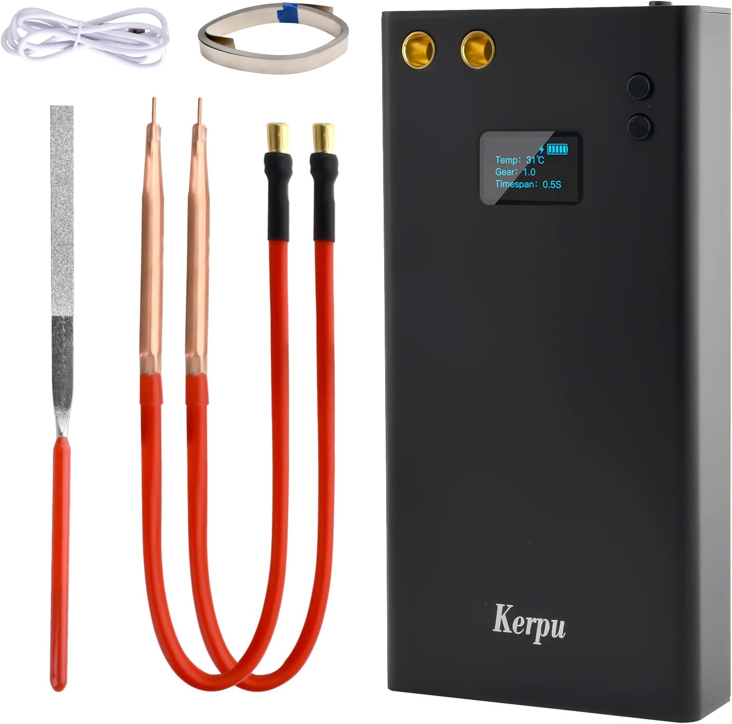 Aparat de sudura in puncte portabil, cu ecran LCD, acumulator 11000 mAh, 70 viteze reglabile, banda de nichel de 5 m, incarcare USB-C, protectie la supraincalzire, Kerpu