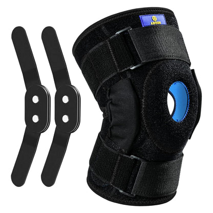 Orteza pentru genunchi ABYON cu atele laterale, suport patelar si ligamente, utilizare postoperator, luxatii, entorse, instabilitate laterala, activitati sportive
