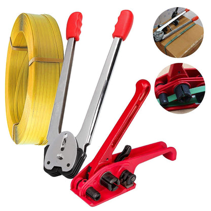 Set Tensioner cu banda 100 m PP 16 mm si cleste pentru capse , capse metalice pentru tensionare ambalaje din plastic PP/PET