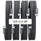 Set 4 cabluri de date si incarcare USB C la USB C, 60 W, Qwick Charge 3.0, 4 lungimi diferite, 1x 0,5m, 2x 1m, 1x 2m, compatibil cu iPhone 15 Pro Max Plus, Samsung Galaxy S23, iPad Air/Pro/Mini, Tab, Mi, Xiaomi, Huawei, OnePlus, negru